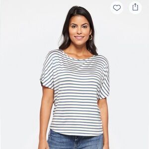 Colette Navy & White Striped Women’s Short Sleeve Top size small.